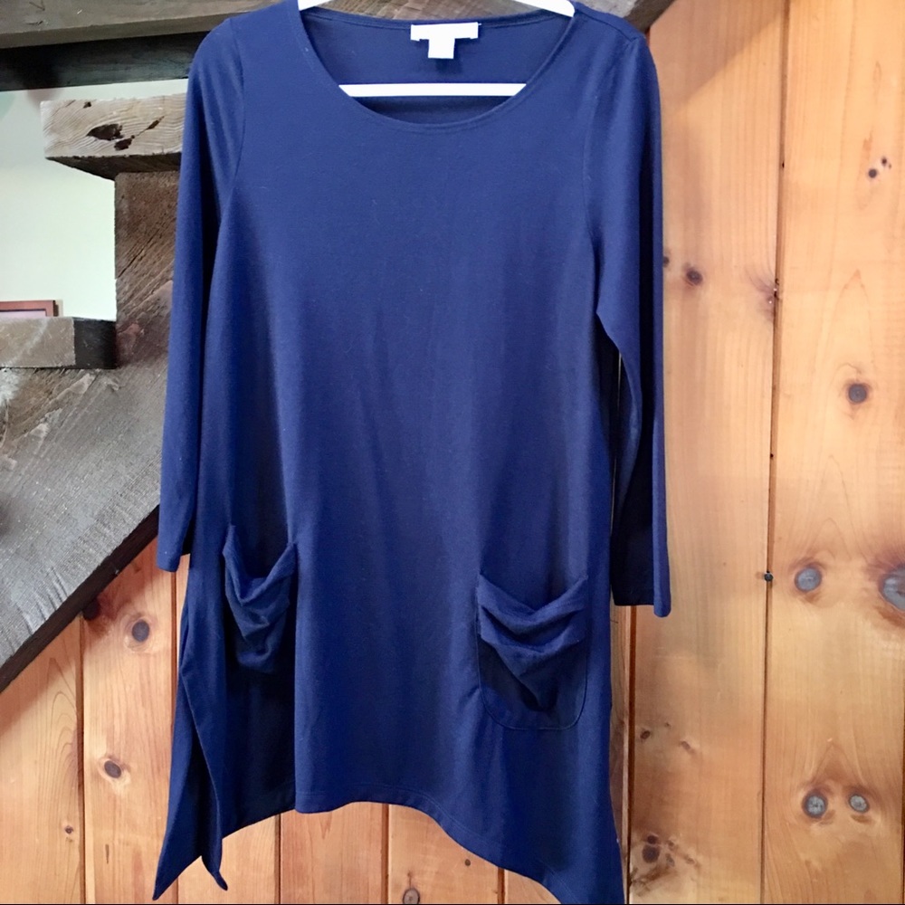 August Silk Navy Blue Shark bite tunic